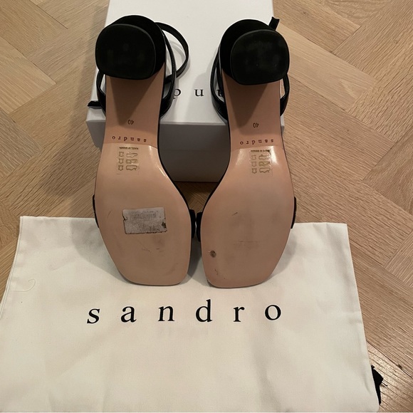 Sandro Black Patent Leather Heeled Sandal EU 40, US 9-9.5 - Picture 5 of 7